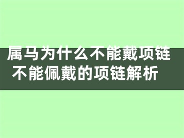 属马为什么不能戴项链 不能佩戴的项链解析