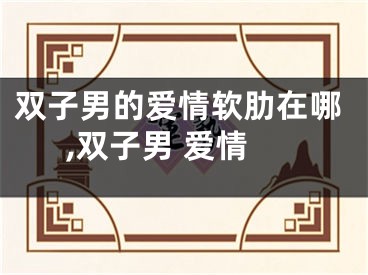 双子男的爱情软肋在哪,双子男 爱情