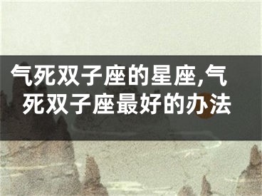 气死双子座的星座,气死双子座最好的办法