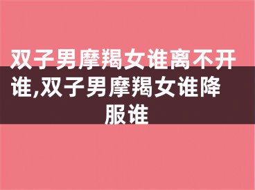 双子男摩羯女谁离不开谁,双子男摩羯女谁降服谁