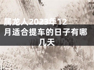 属龙人2023年12月适合提车的日子有哪几天