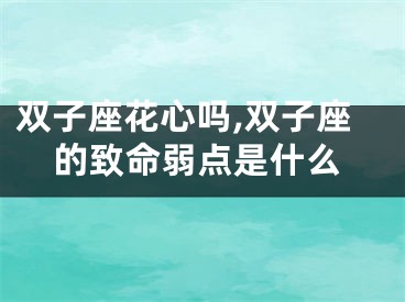 双子座花心吗,双子座的致命弱点是什么