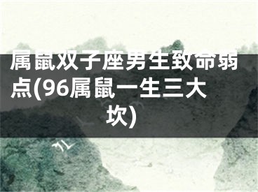 属鼠双子座男生致命弱点(96属鼠一生三大坎)