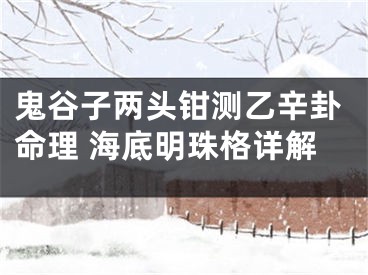 鬼谷子两头钳测乙辛卦命理 海底明珠格详解