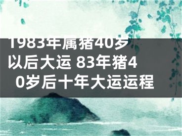 1983年属猪40岁以后大运 83年猪40岁后十年大运运程