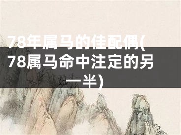 78年属马的佳配偶(78属马命中注定的另一半)