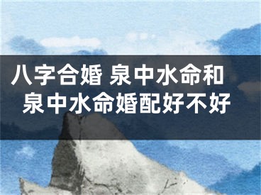 八字合婚 泉中水命和泉中水命婚配好不好
