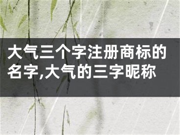 大气三个字注册商标的名字,大气的三字昵称