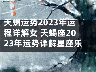 天蝎运势2023年运程详解女 天蝎座2023年运势详解星座乐