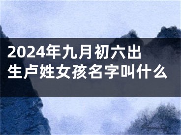 2024年九月初六出生卢姓女孩名字叫什么