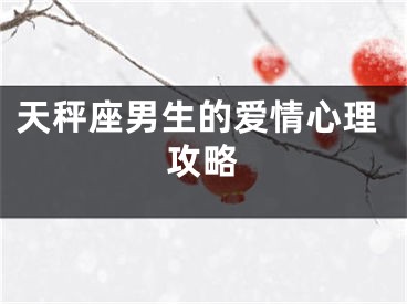 天秤座男生的爱情心理攻略