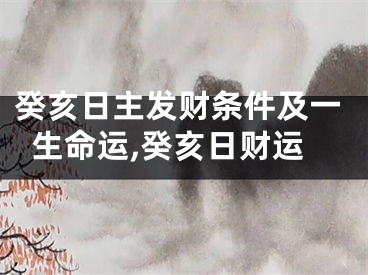 癸亥日主发财条件及一生命运,癸亥日财运