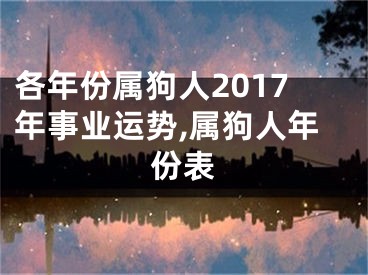 各年份属狗人2017年事业运势,属狗人年份表
