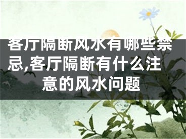 客厅隔断风水有哪些禁忌,客厅隔断有什么注意的风水问题