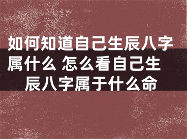 如何知道自己生辰八字属什么 怎么看自己生辰八字属于什么命