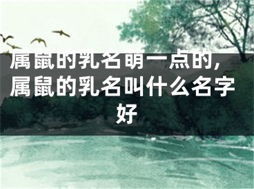 属鼠的乳名萌一点的,属鼠的乳名叫什么名字好