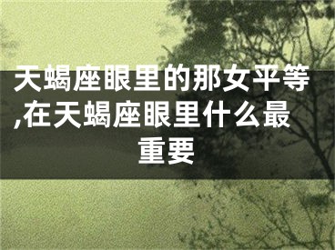 天蝎座眼里的那女平等,在天蝎座眼里什么最重要