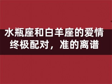 水瓶座和白羊座的爱情终极配对，准的离谱