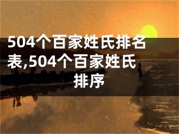 504个百家姓氏排名表,504个百家姓氏排序