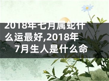 2018年七月属蛇什么运最好,2018年7月生人是什么命