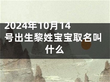 2024年10月14号出生黎姓宝宝取名叫什么