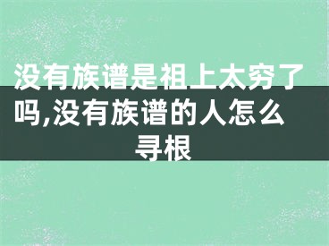 没有族谱是祖上太穷了吗,没有族谱的人怎么寻根