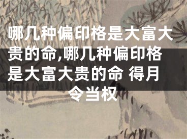 哪几种偏印格是大富大贵的命,哪几种偏印格是大富大贵的命 得月令当权