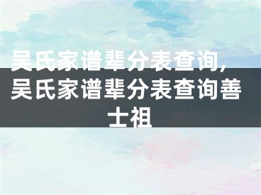 吴氏家谱辈分表查询,吴氏家谱辈分表查询善士祖