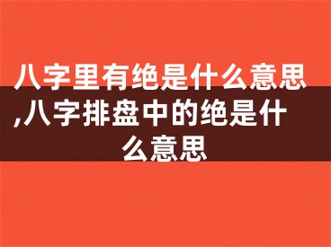 八字里有绝是什么意思,八字排盘中的绝是什么意思