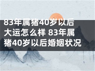 83年属猪40岁以后大运怎么样 83年属猪40岁以后婚姻状况