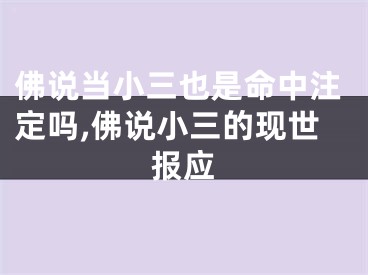 佛说当小三也是命中注定吗,佛说小三的现世报应