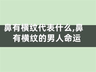 鼻有横纹代表什么,鼻有横纹的男人命运