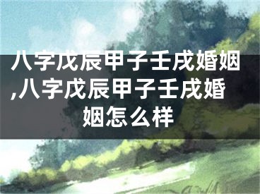 八字戊辰甲子壬戌婚姻,八字戊辰甲子壬戌婚姻怎么样