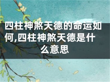 四柱神煞天德的命运如何,四柱神煞天德是什么意思