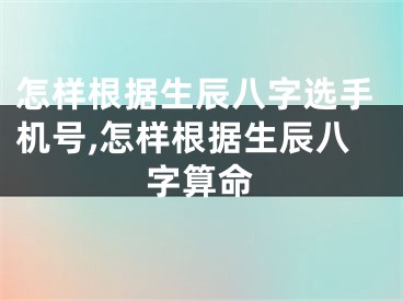 怎样根据生辰八字选手机号,怎样根据生辰八字算命