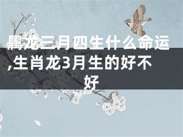 属龙三月四生什么命运,生肖龙3月生的好不好