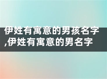 伊姓有寓意的男孩名字,伊姓有寓意的男名字