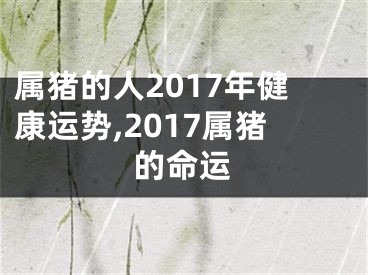 属猪的人2017年健康运势,2017属猪的命运