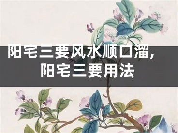 阳宅三要风水顺口溜,阳宅三要用法