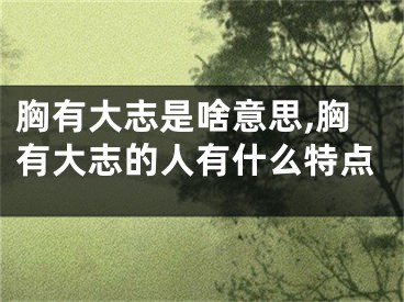 胸有大志是啥意思,胸有大志的人有什么特点