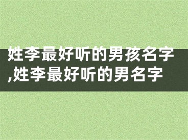 姓李最好听的男孩名字,姓李最好听的男名字