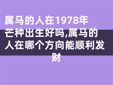 属马的人在1978年芒种出生好吗,属马的人在哪个方向能顺利发财