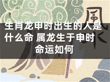 生肖龙申时出生的人是什么命 属龙生于申时命运如何
