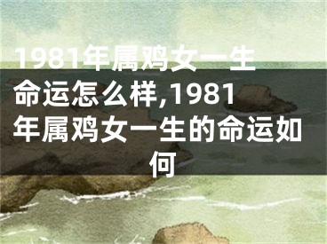 1981年属鸡女一生命运怎么样,1981年属鸡女一生的命运如何
