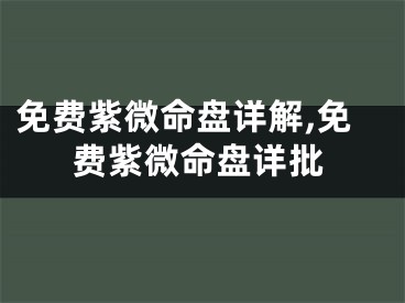 免费紫微命盘详解,免费紫微命盘详批