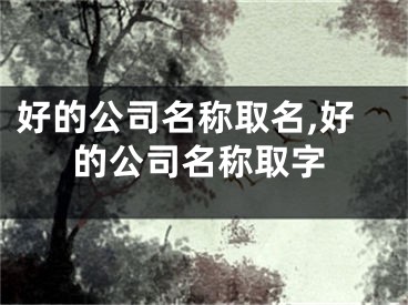 好的公司名称取名,好的公司名称取字