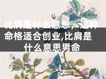 比肩是什么意思，这种命格适合创业,比肩是什么意思男命