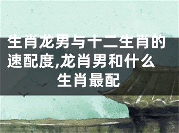 生肖龙男与十二生肖的速配度,龙肖男和什么生肖最配