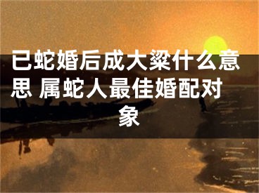 已蛇婚后成大粱什么意思 属蛇人最佳婚配对象