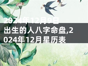 2024年12月9日出生的人八字命盘,2024年12月星历表